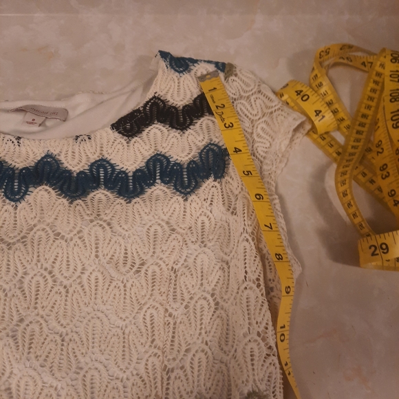 Dress Barn Cream and Blue Chevron Midi Dress - Picture 7 of 9